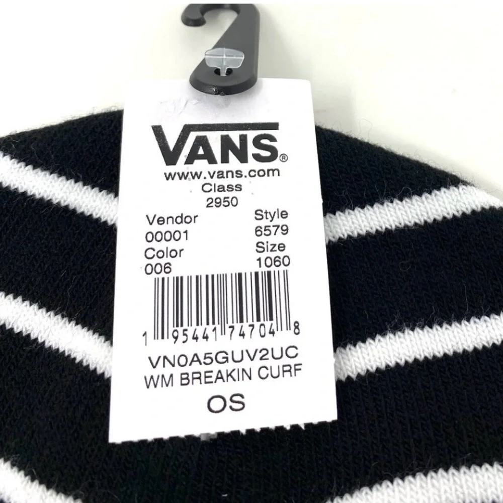 Vans Winter Hat black with white stripes. Cuffed, Warm. NWOT - Picture 5 of 6